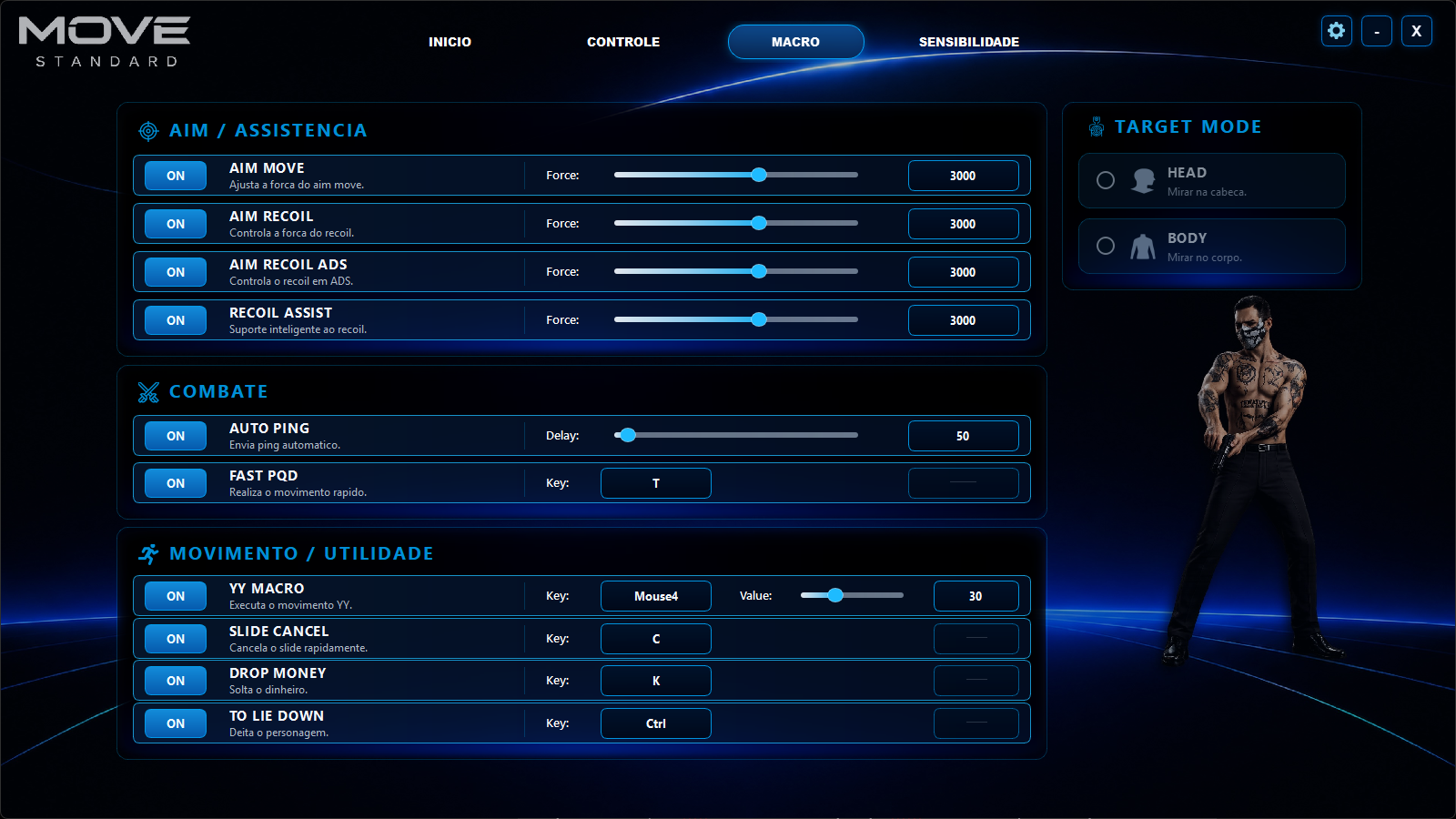 Interface de macro Move Standard
